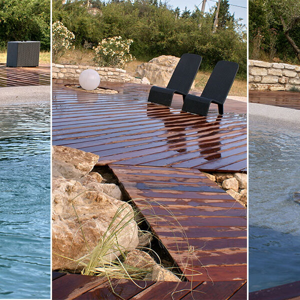 Aménagement extérieur piscine et terrasse bois dans les Alpilles