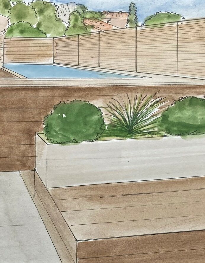 Design extérieur d'une terrasse panoramique au cœur de Marseille