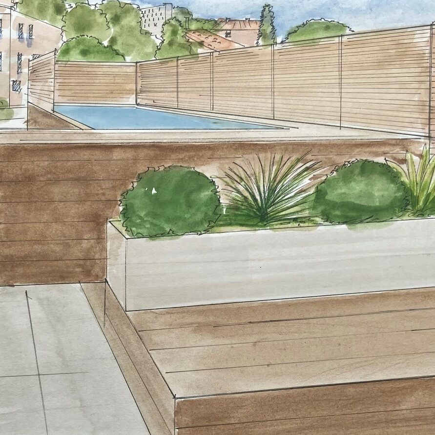 Design extérieur d'une terrasse panoramique au cœur de Marseille