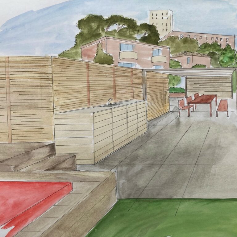 Design extérieur d'une terrasse panoramique au cœur de Marseille