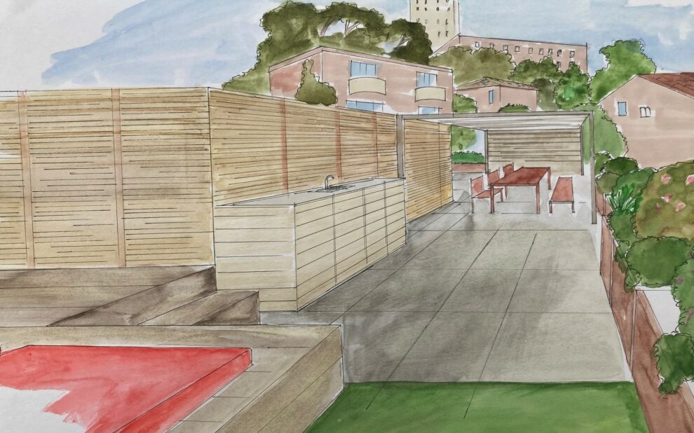 Design extérieur d'une terrasse panoramique au cœur de Marseille