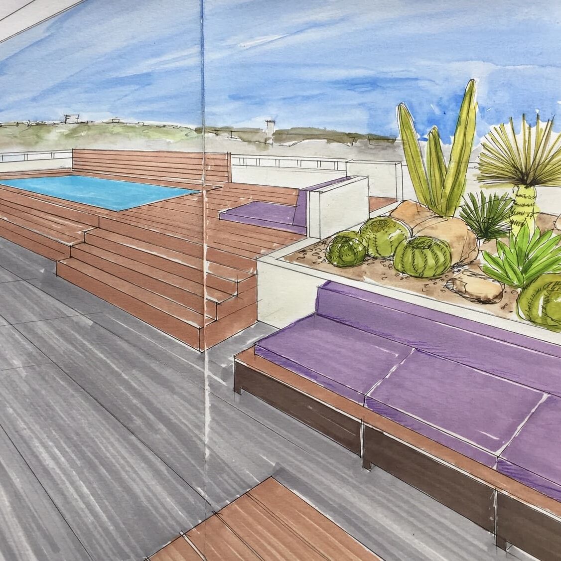 Mini piscine avec terrasse vue plein ciel à Marseille en Provence