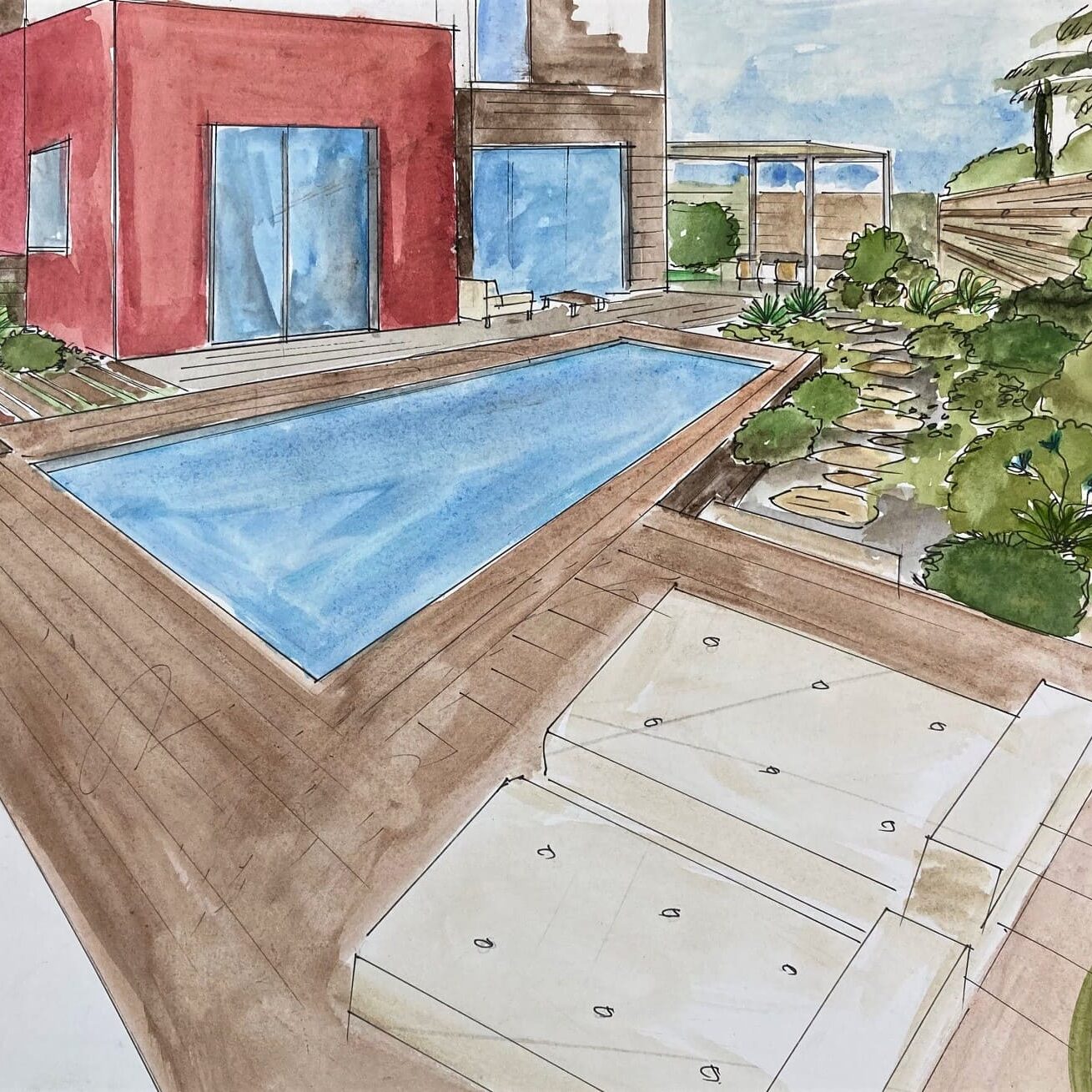 Projet d'aménagement extérieur maison d'architecte à Romans sur Isère