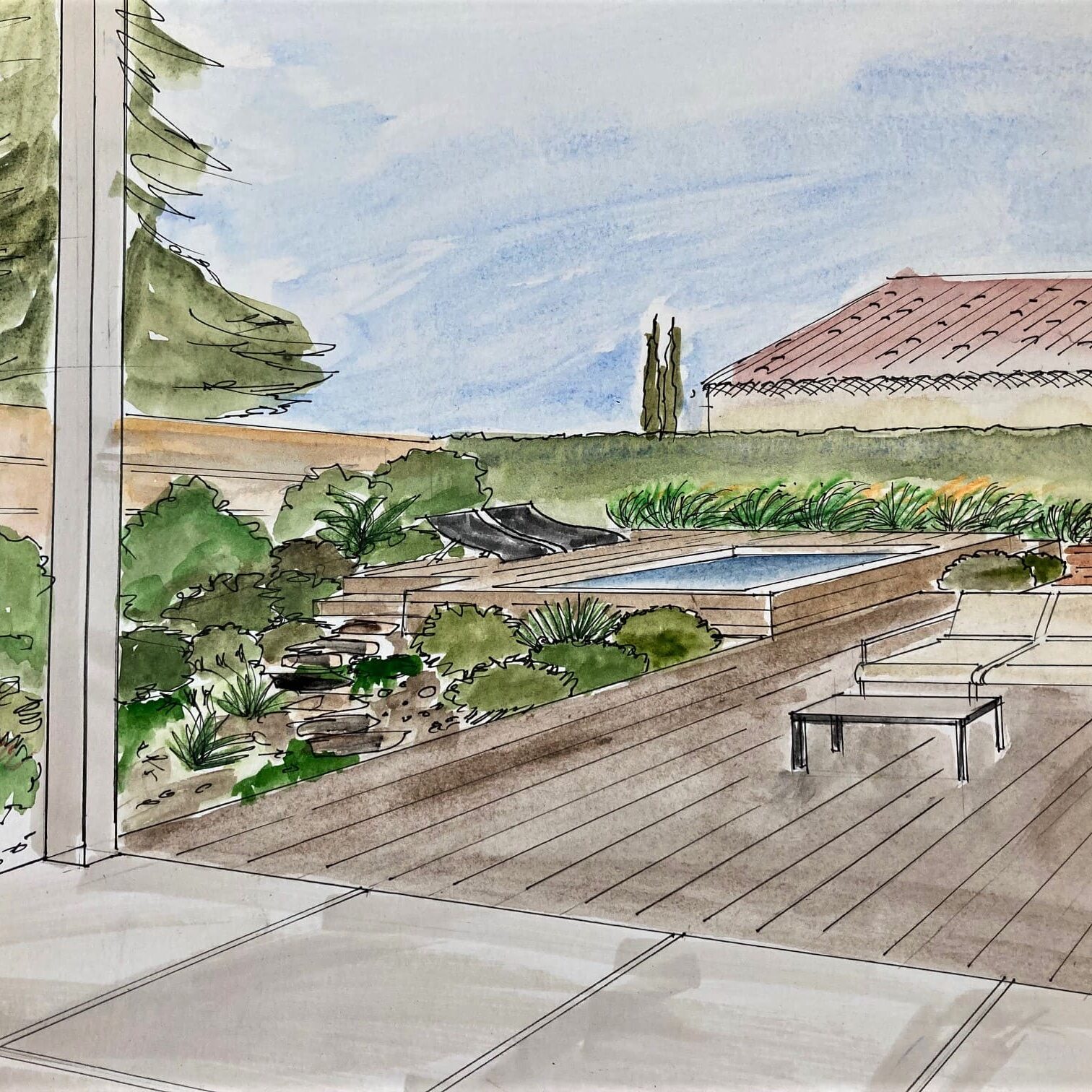 Projet d'aménagement extérieur maison d'architecte à Romans sur Isère