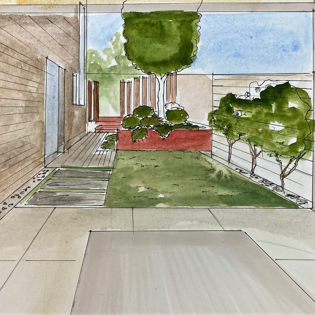 Projet d'aménagement extérieur maison d'architecte à Romans sur Isère