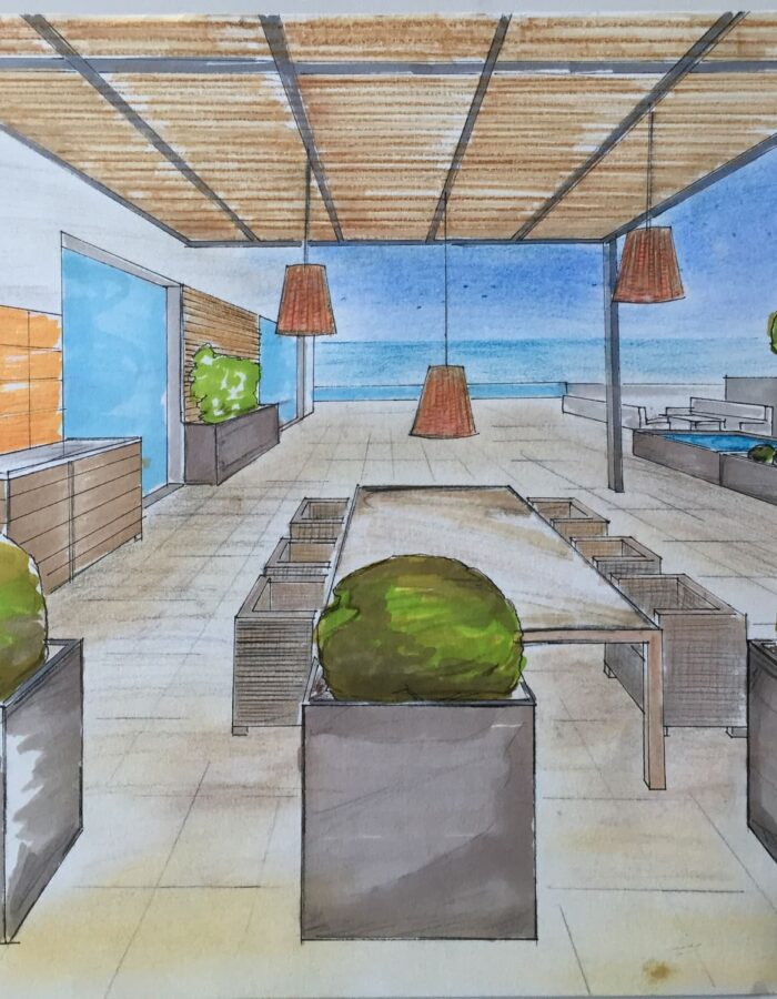 Projet paysager d'une terrasse d'un penthouse sous les tropiques en Martinique